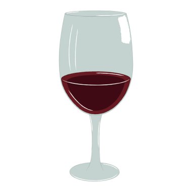 Beyaz arkaplanda izole edilmiş kırmızı şarap kadehi.