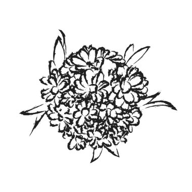 Kartpostallar için yapraklı bir buket kasımpatı, tebrik kartları..