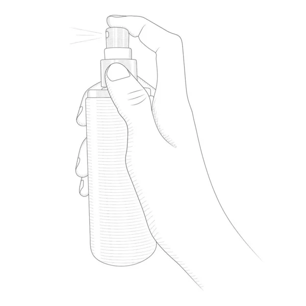 Elle tutulan sprey şişe vektör çizimi.
