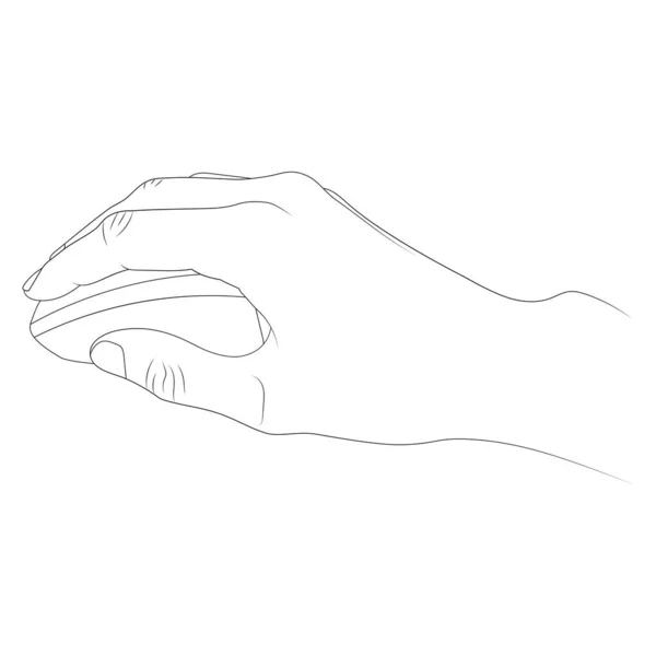 Elde bilgisayar faresi ana hatlı vektör.