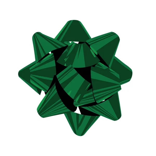 Hediye paketi için yeşil fiyonk. Beyaz arkaplanda izole edilmiş gerçekçi dekorasyon.