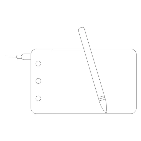 Grafický Tablet Stylus Obrysový Vektor — Stockový vektor