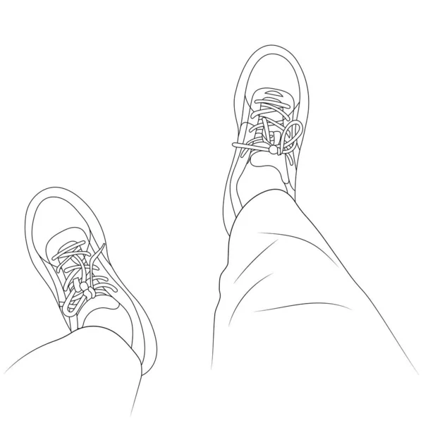 Zapatillas Deporte Las Piernas Ilustración Vectorial Boceto — Archivo Imágenes Vectoriales