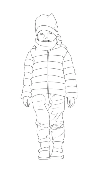 Enfant Garçon Vêtements Hiver Illustration Vectorielle — Image vectorielle