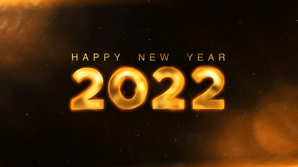 Feliz Ano Novo 2022 Partículas Ouro Flare Bokeh Fundo Preto — Fotografia de Stock