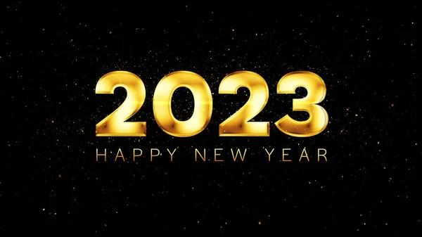 Feliz Ano Novo 2023 Partículas Ouro Bokeh Fundo Preto Novo — Fotografia de Stock
