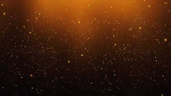 Particelle Dorate Brillanti Stelle Polvere Bokeh Glitter Assegna Polvere Sfondo — Foto Stock