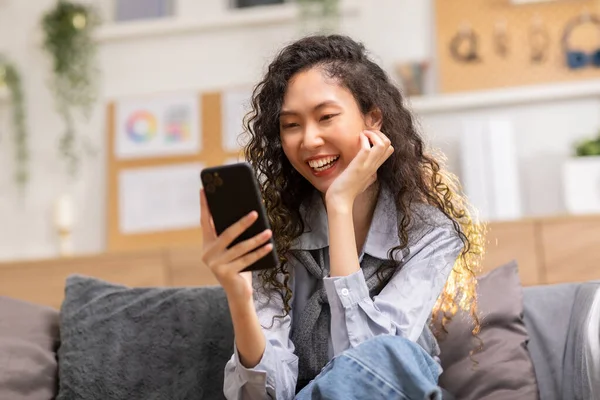 Happiness Entrepreneur Beautiful Business Asian Young Woman Curly Hairstyle Wear Royalty Free Stock Photos