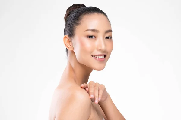 Bienestar Hermosa Mujer Asiática Joven Que Mira Mientras Toca Hombro — Foto de Stock