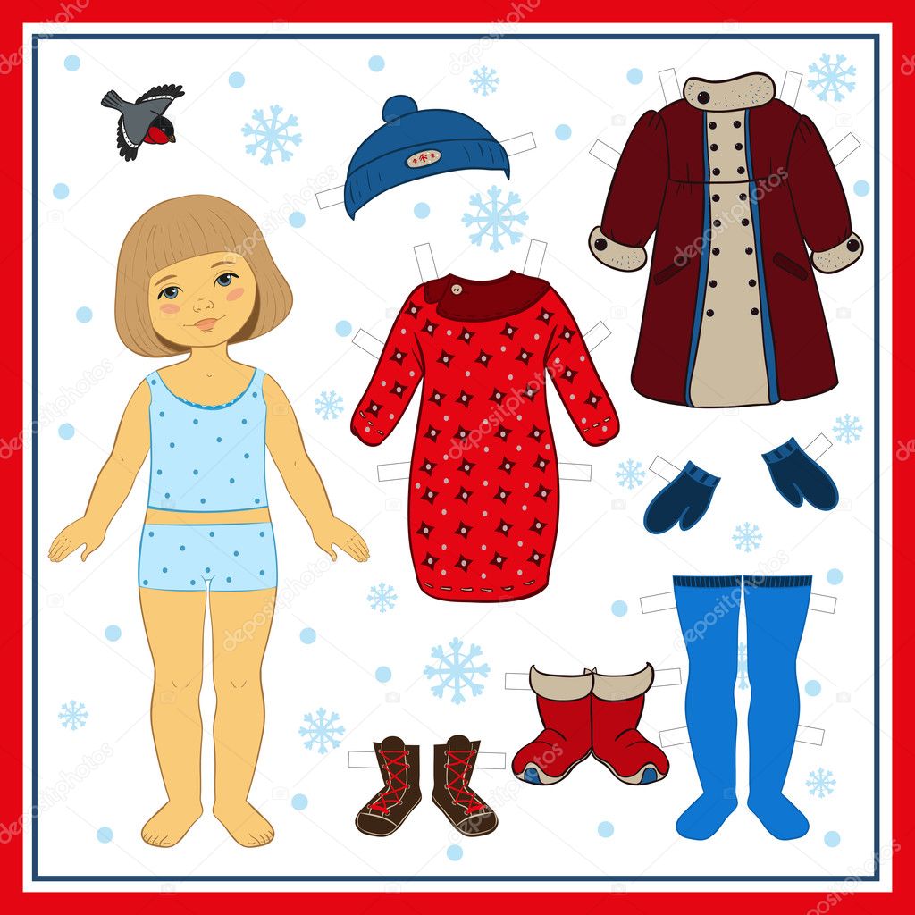 Winter paper doll — Stock Vector © Balandina #47682547