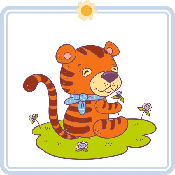 Cartone animato piccola tigre — Vettoriale Stock
