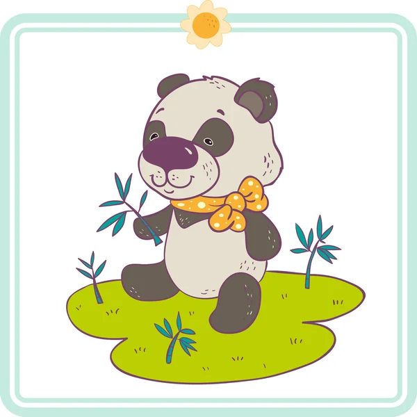 Cartoni animati piccolo panda — Vettoriale Stock