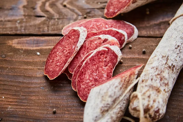 Fabbrica Produzione Prodotti Base Carne Salsicce Affumicate Secche Tradizionale Salsiccia — Foto Stock