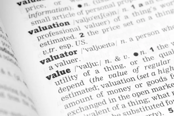 Value Dictionary Definition — Stock Photo, Image