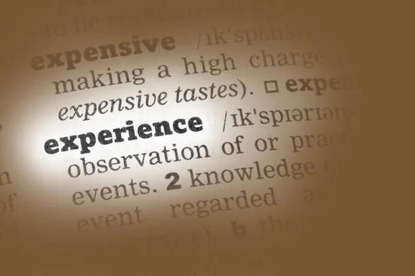 Experience Dictionary Definition — Stock Photo, Image