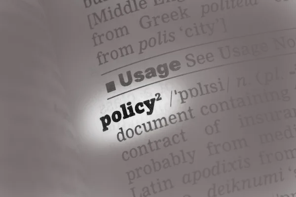 Policy ordbokens definition — Stockfoto