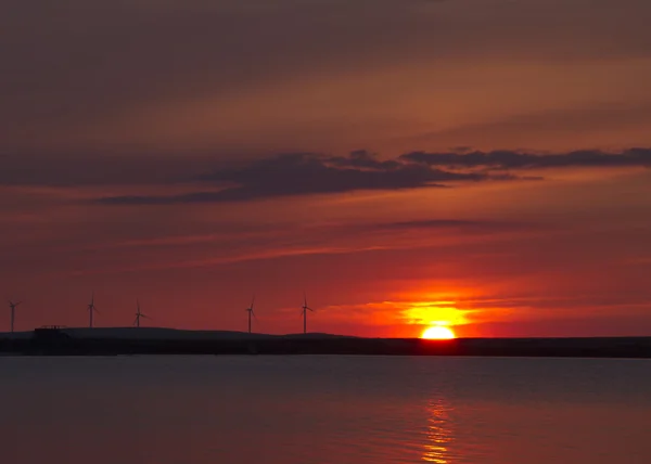 Wind turbines at sunset — Stock Photo, Image