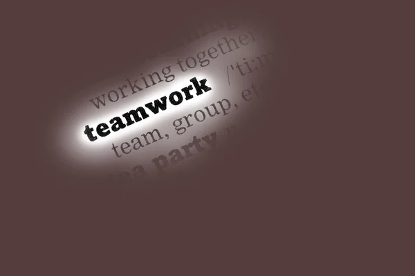 Teamwerk woordenboekdefinitie — Stockfoto