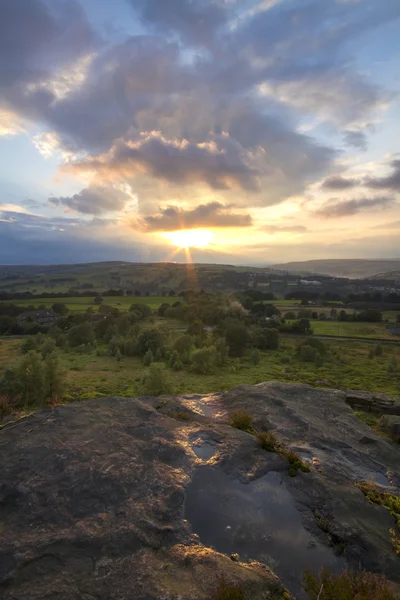 Solnedgång över norrländska moor — Stockfoto