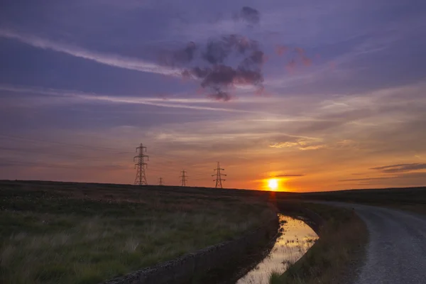 Pôr do sol em pântanos — Fotografia de Stock