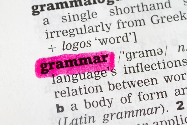 Grammatik ordbokens Definition — Stockfoto