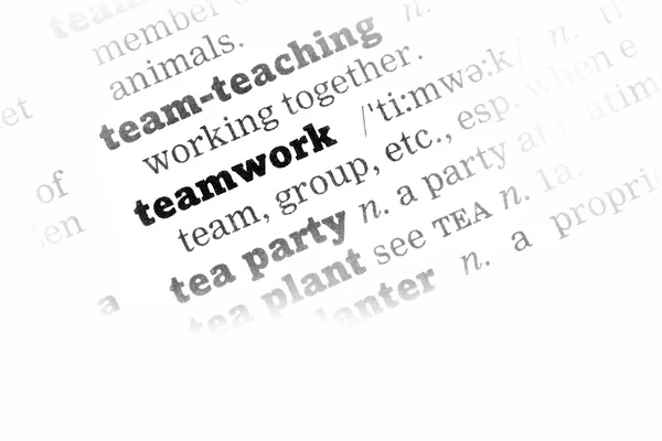 Teamwerk woordenboekdefinitie — Stockfoto
