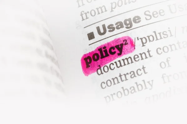 Policy ordbokens definition — Stockfoto