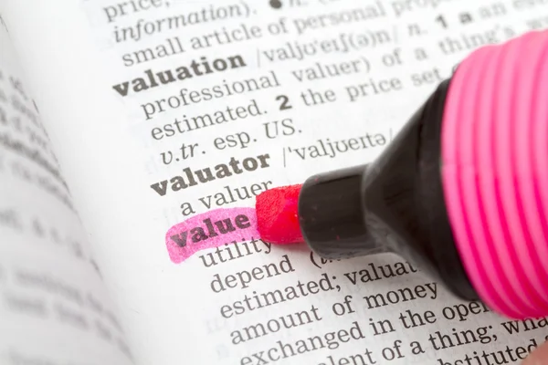 Value Dictionary Definition — Stock Photo, Image