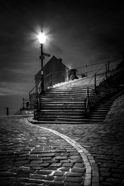 199 basamak, Whitby North Yorkshire Siyah ve Beyaz