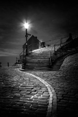 199 basamak, Whitby North Yorkshire Siyah ve Beyaz