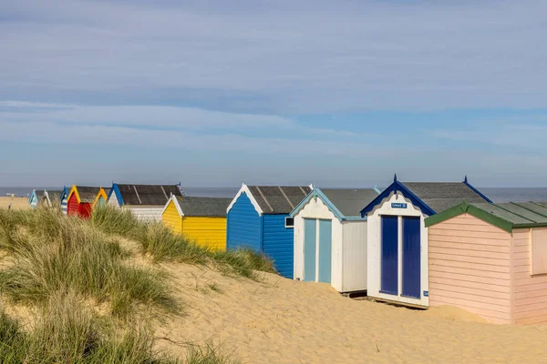 Colourful Beach Huts Southwold Beach Suffolk — Stock Photo, Image