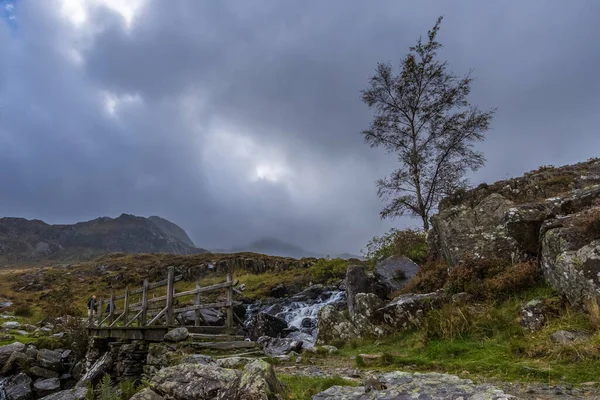 Träbro Som Leder Till Snowdonias Nationalpark Norra Wales — Stockfoto
