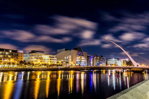 Samuel Beckett Bridge at night Dublin Ireland