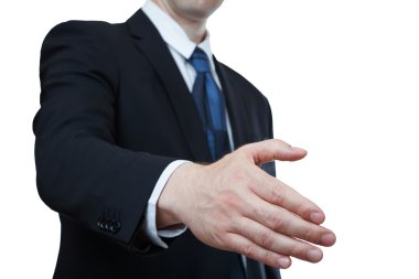 size beyaz izole el sıkışma sunan iş adamı