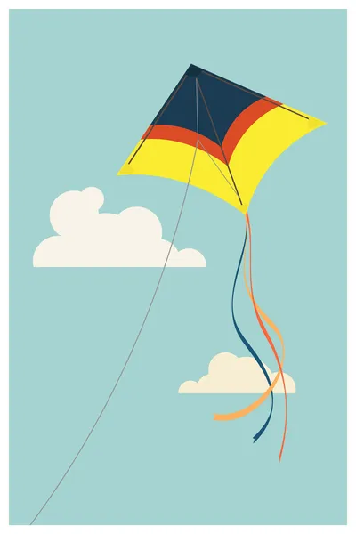 Delta wing kite in the sky — Stock Vector
