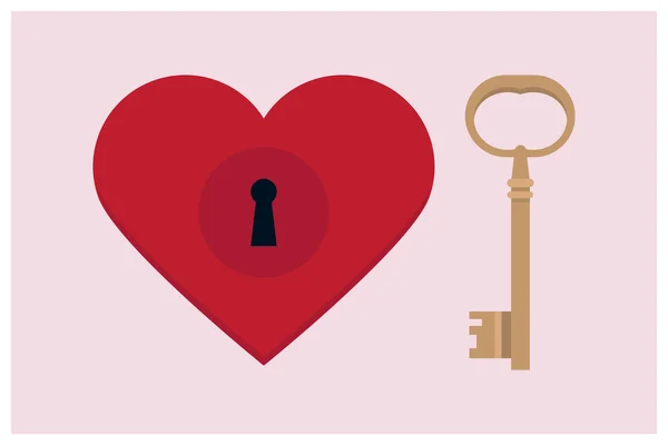 Srdce s klíčem — Stockový vektor