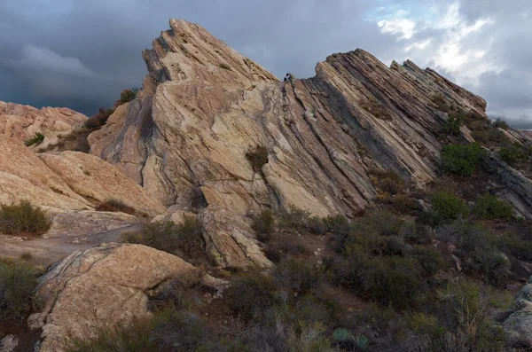 Esta Imagen Muestra Formaciones Rocosas Leyered Vaszquez Rocks Natural Área —  Fotos de Stock