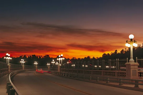 Pont Colorado Street Pasadena Californie Crépuscule Pont Été Désigné Monument — Photo