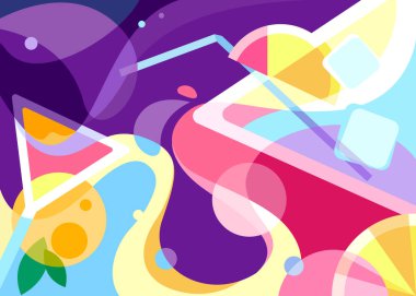  İki kokteylli pankart. Soyut biçimdeki pankart tasarımı.