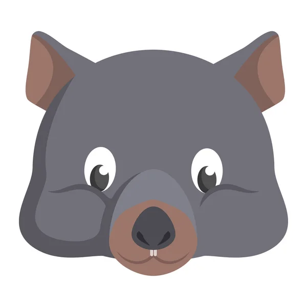 Wombat gezicht vooraanzicht. — Stockvector