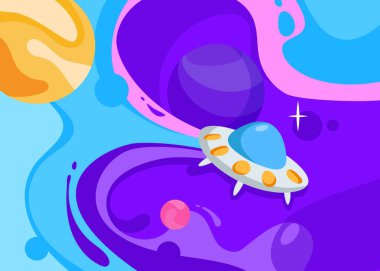 Uçan daire ile pankart.