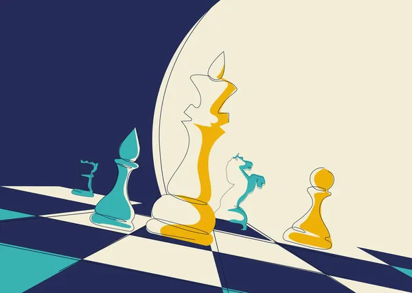 Banner med schackpjäser på bordet. — Stock vektor