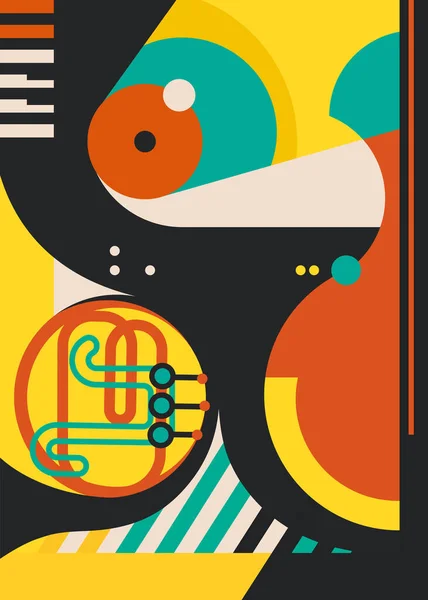 Plakat mit abstrakten Musikinstrumenten. lizenzfreie Stockillustrationen