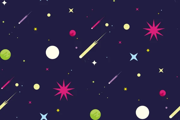 Nahtloses Muster mit Sternen und Kometen. — Stockvektor