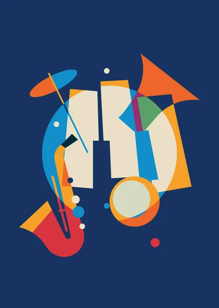 Abstrakt piano med saxofon. Royaltyfria illustrationer