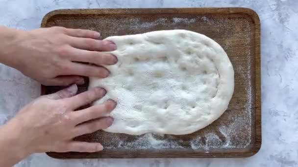 Top view of making a pizza with ingredients. Stop motion animation — Stock Video
