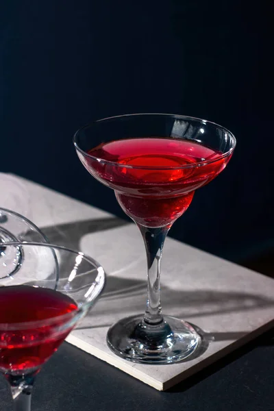Red Cocktail Margarita Glass Dark Background — ストック写真