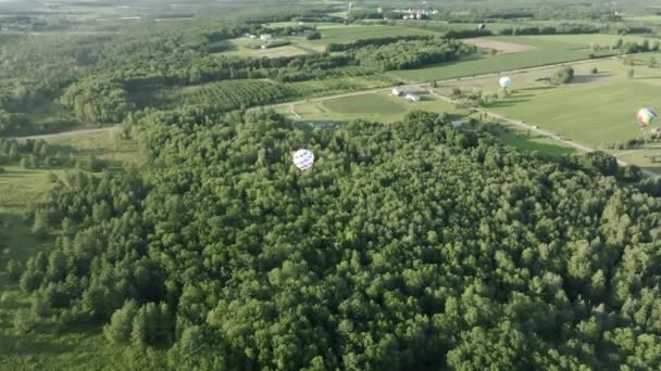 Vídeo de drones aéreos del Festival del Globo de Aire Caliente en verano en Wisconsin — Vídeos de Stock