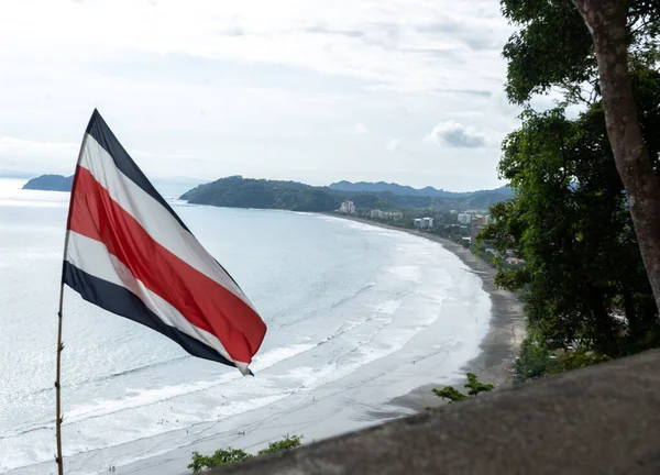 Costa Rican Flag Blowing in Wind — Photo