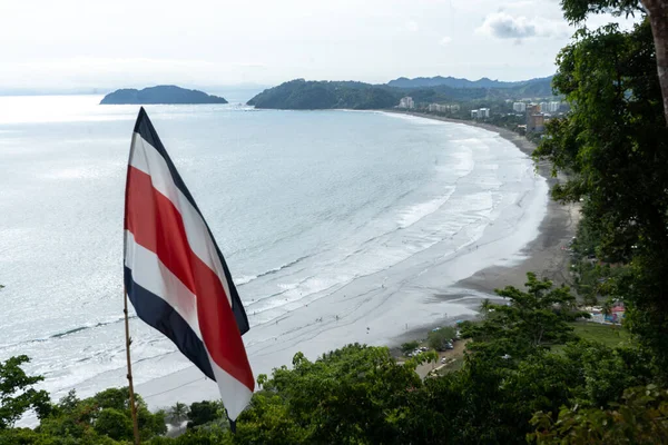 Costa Rican Flag Blowing in Wind — Photo